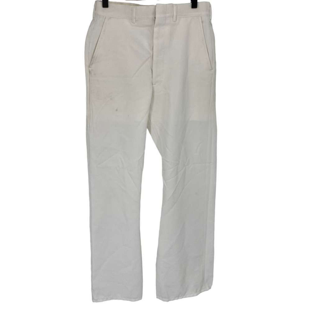 VTG US Navy White Trousers Pant Polyester Enlisted Dress Military Size 31L